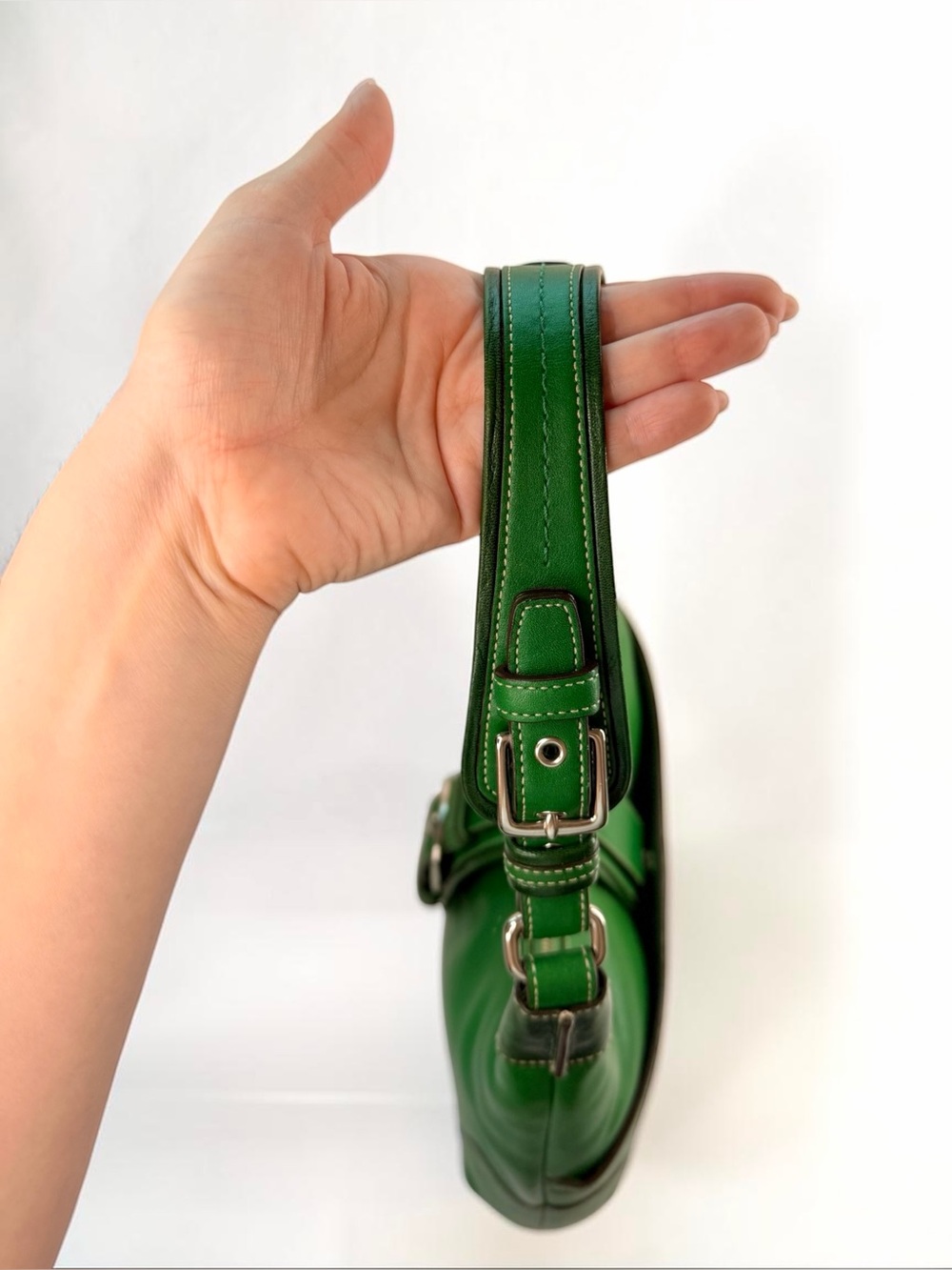 🍃 Rare Vintage Coach Soho Flap Ergo Shoulder Bag – Kelly Green Purse - Picture 6 of 16